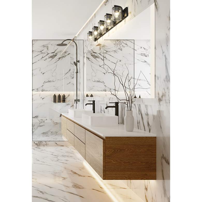 Image 1 Z-Lite Beckett 42" Wide Matte Black 5-Light Vanity Bath Light in scene