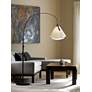 Thumbnail1 of Hubbardton Forge Mobius Dark Smoke Adjustable Arc Floor Lamp in scene