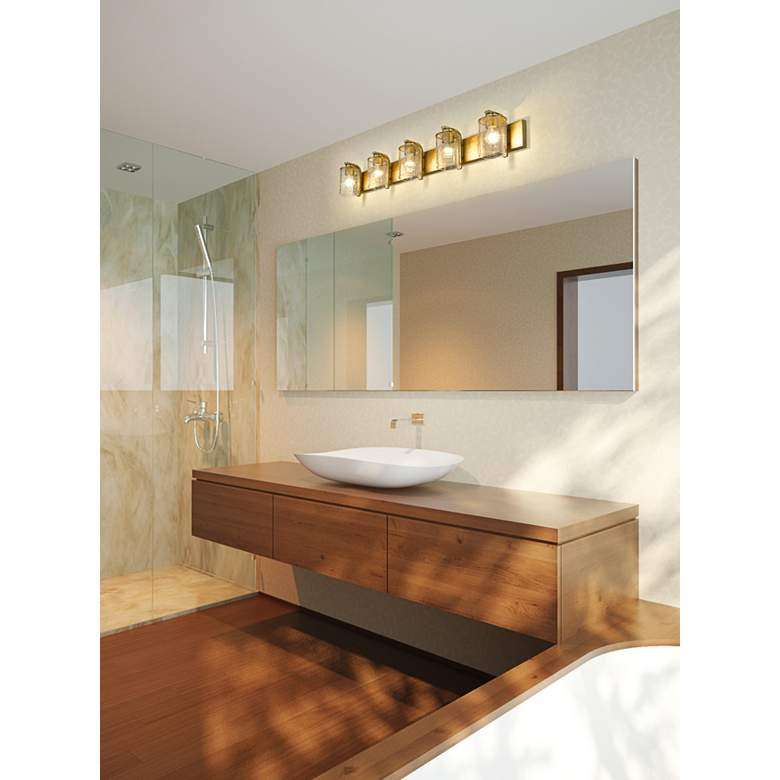 Image 1 Beckett 42" Wide Olde Brass 5-Light Bath Light in scene