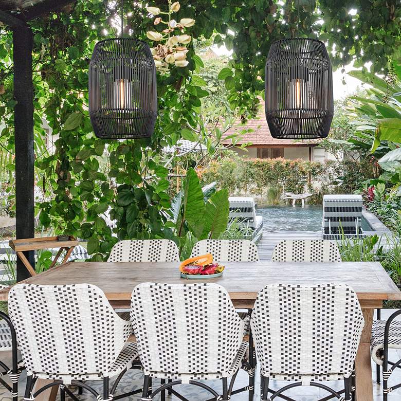 Image 1 Seabrooke 21 1/4" High Natural Black Outdoor Hanging Light in scene