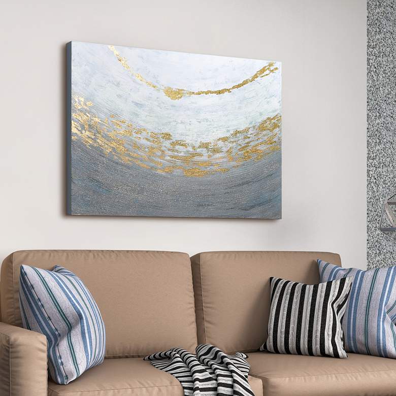 Image 1 Golden Tundra 40" Wide Textured Metallic Canvas Wall Art in scene