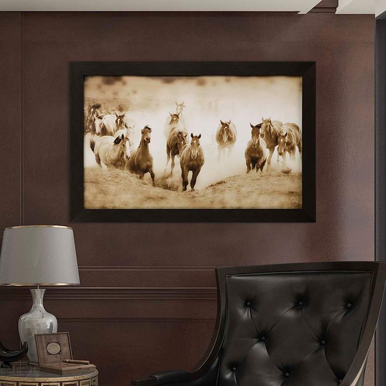 Image 1 San Cristobol Horses 50" Wide Framed Giclee Wall Art in scene
