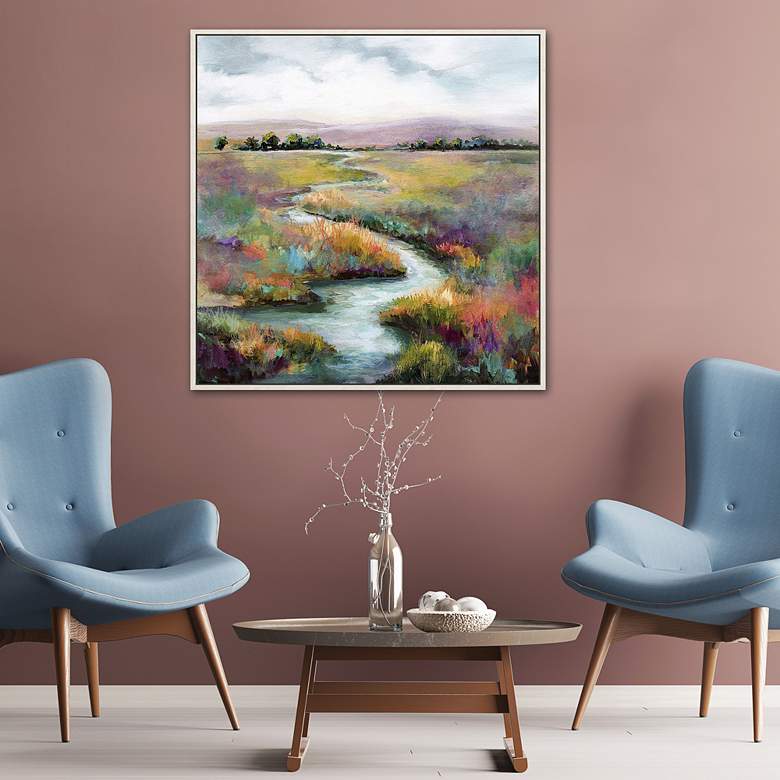 Image 1 Meandering Stream 43" Square Giclee On Canvas Wall Art in scene