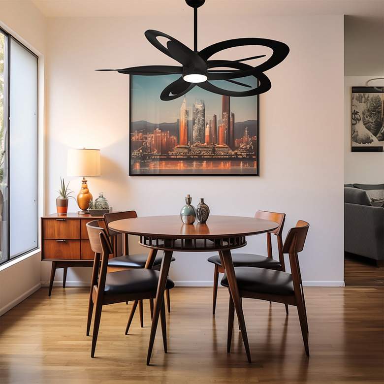 Image 1 60" Minka Aire Pinup Coal Indoor LED Ceiling Fan with Remote in scene