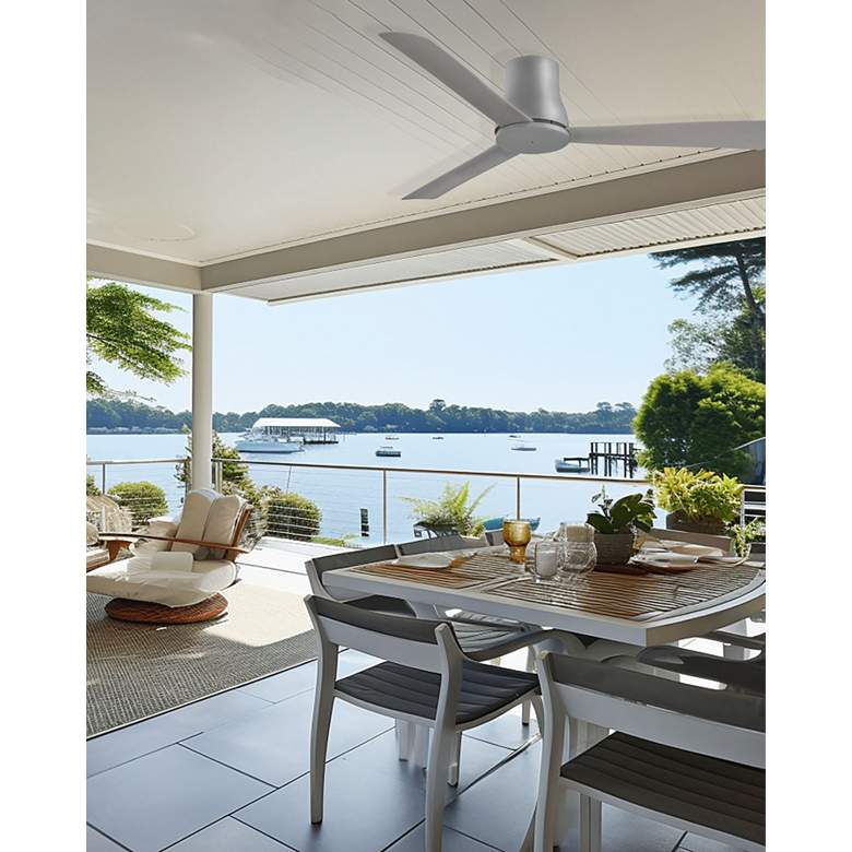 Image 1 52" Minka Aire Simple Flush Gray Outdoor Hugger Ceiling Fan in scene