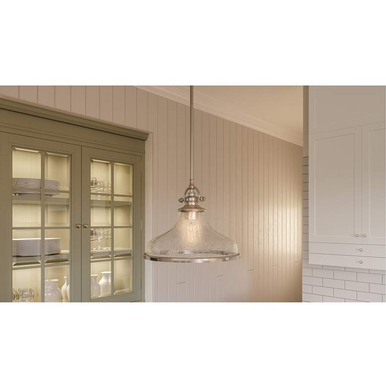 Image 1 Quoizel Grant 13 1/2" Wide Brushed Nickel Seeded Glass Dome Pendant in scene