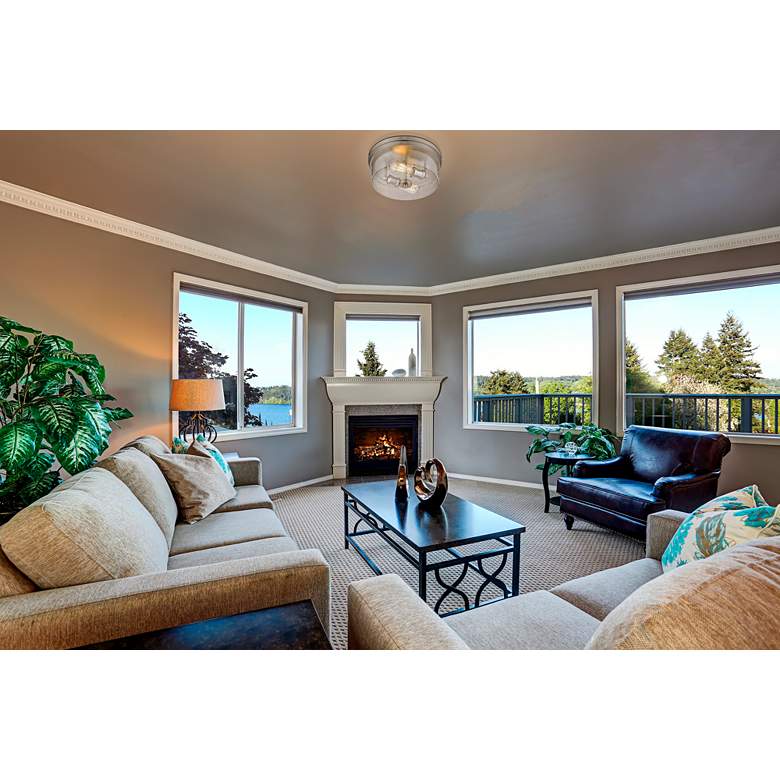 Image 1 Bohin 13" Wide Brushed Nickel 2-Light Ceiling Light in scene