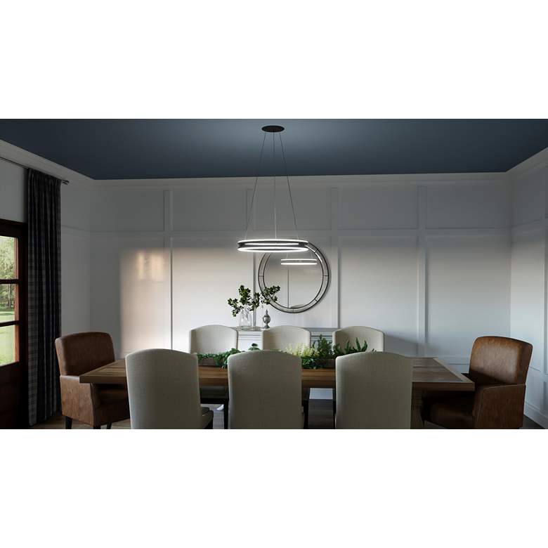 Image 1 Quoizel Graves 20" Wide Matte Black LED Ring Pendant Light in scene