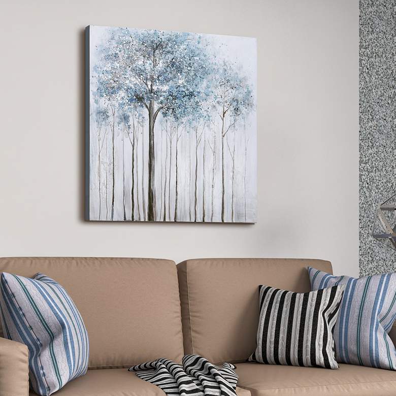 Image 1 Winter Forest 1 36" Square Textured Metallic Canvas Wall Art in scene