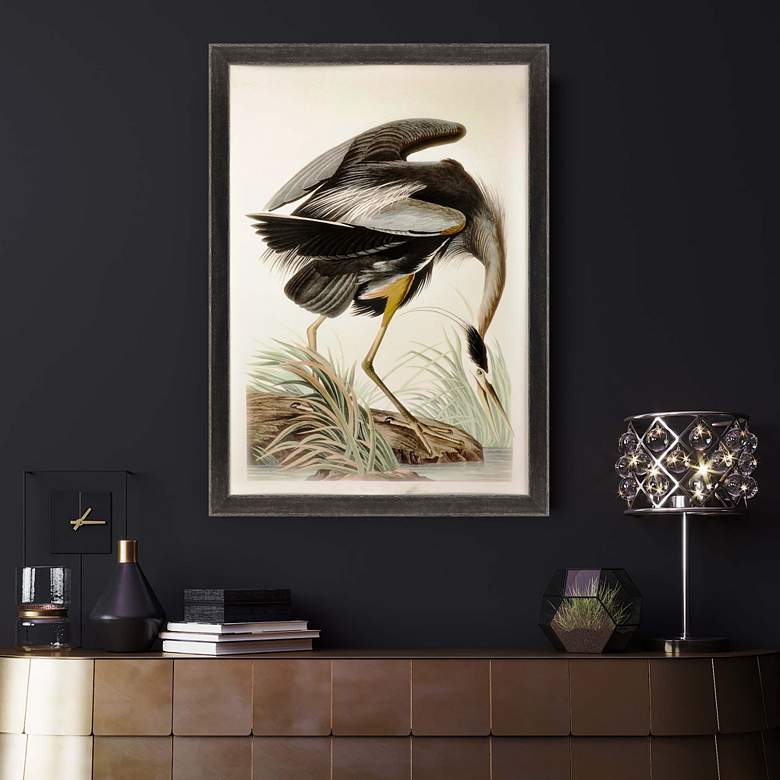 Image 1 Great Blue Heron 55" High Framed Giclee Wall Art in scene