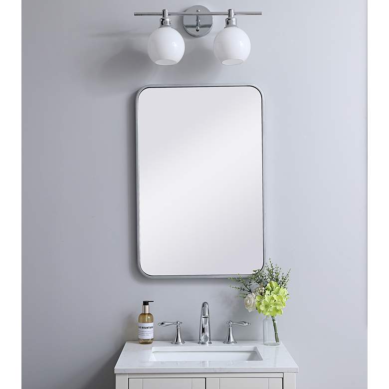 Image 1 Evermore Silver Metal 20" x 30" Vanity Wall Mirror in scene