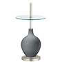 Color Plus Ovo 59&quot; High Software Gray Tray Table Floor Lamp