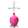 Color Plus Ovo 59&quot; Fuchsia Pink Tray Table Floor Lamp