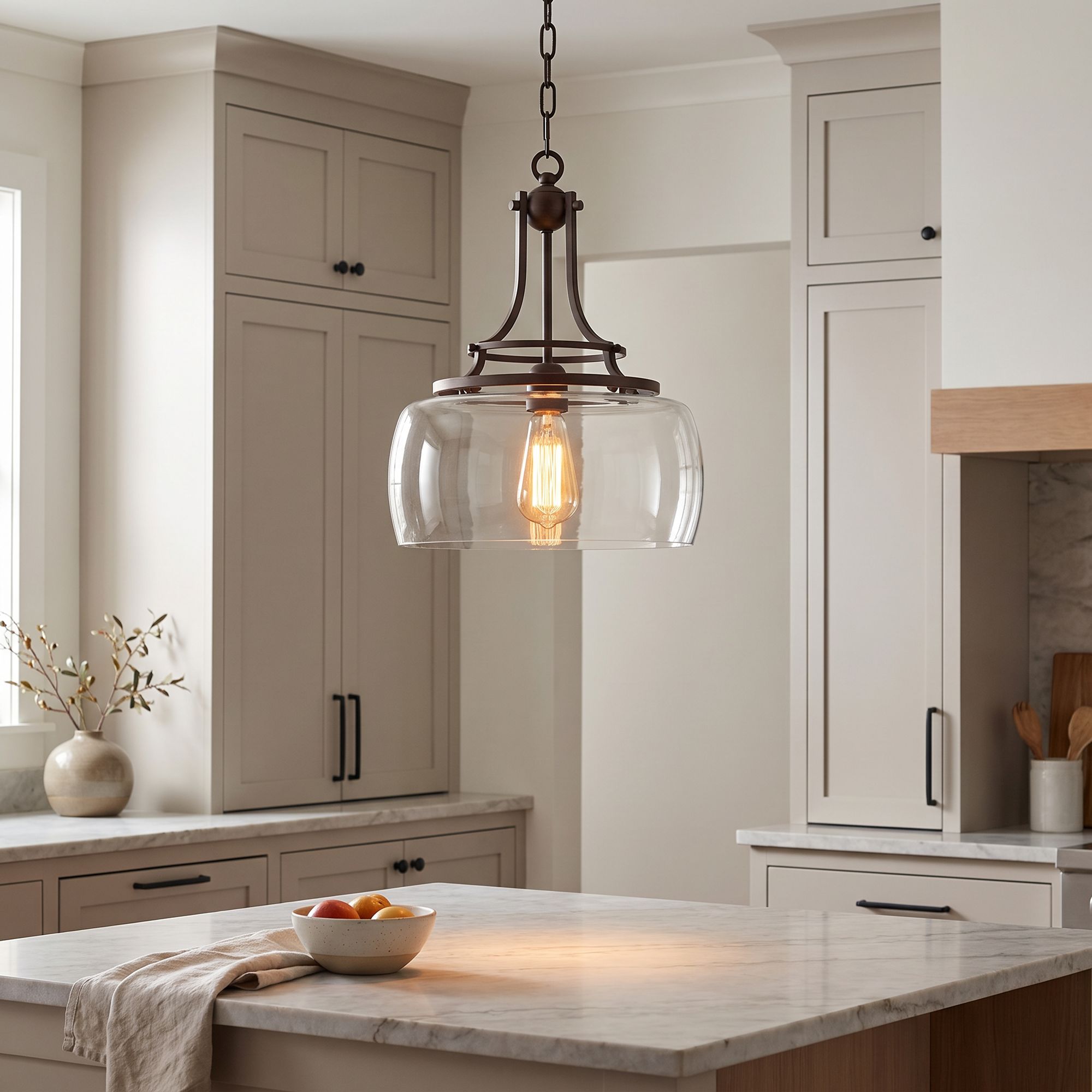 Image 1 Franklin Iron Charleston 13 1/2" Clear Glass and Bronze Pendant Light in scene