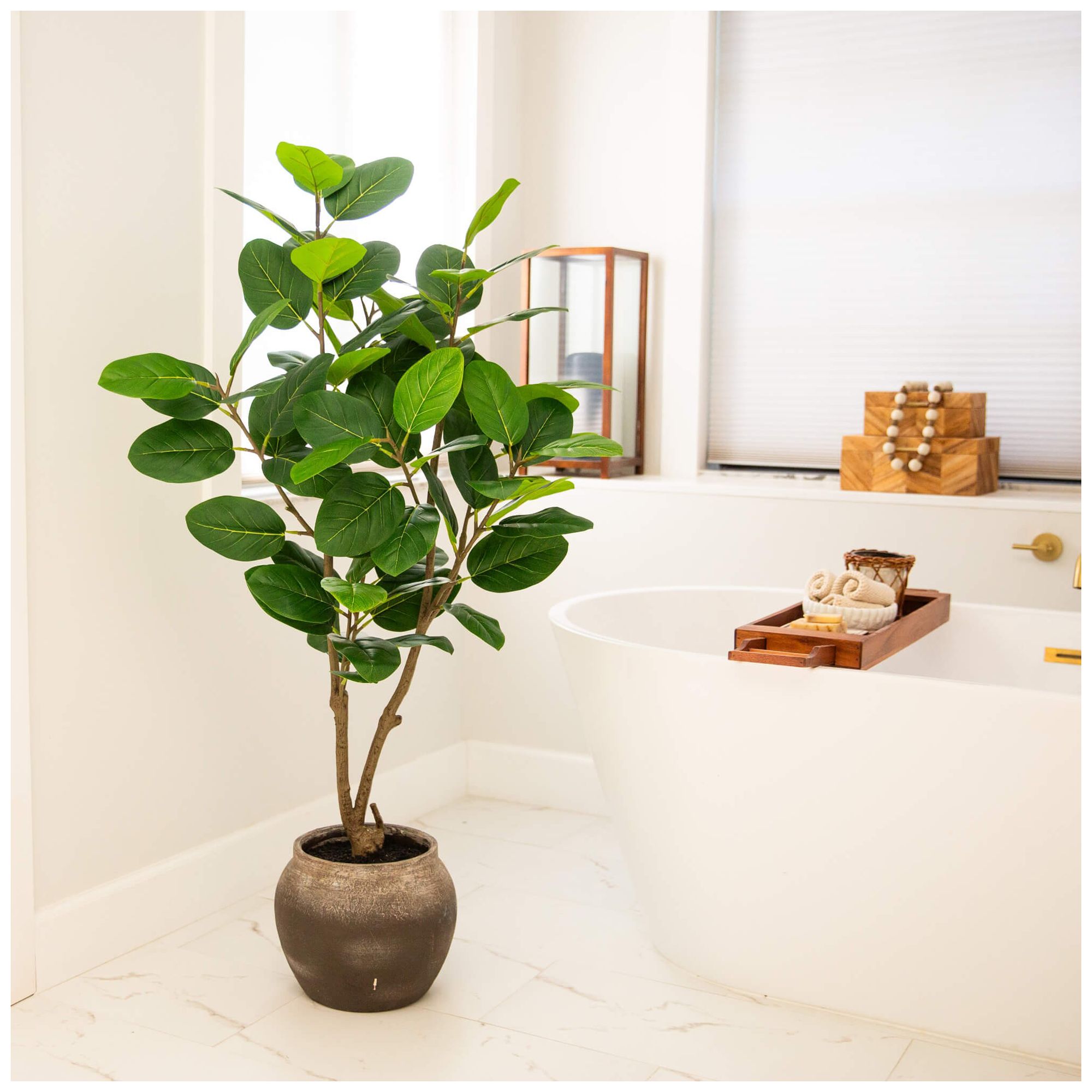 Image 7 4ft. Artificial Audrey Ficus Tree in Rustic Decorative Planter more views