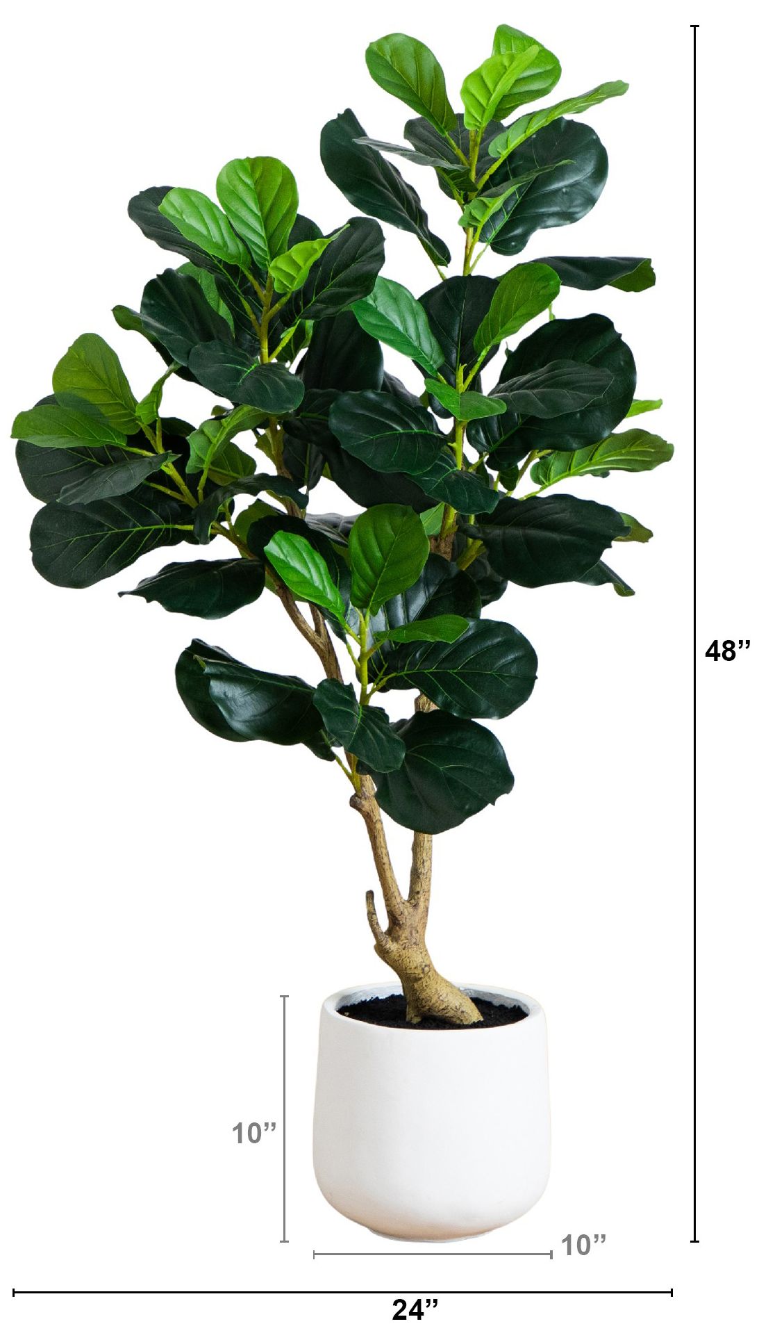 Image 3 4ft. Artificial Lush Fiddle Leaf Tree in Decorative White Planter more views