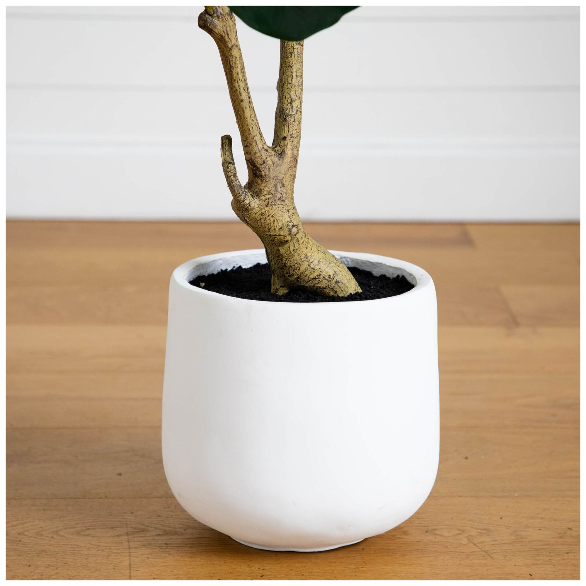 Image 5 4ft. Artificial Lush Fiddle Leaf Tree in Decorative White Planter more views
