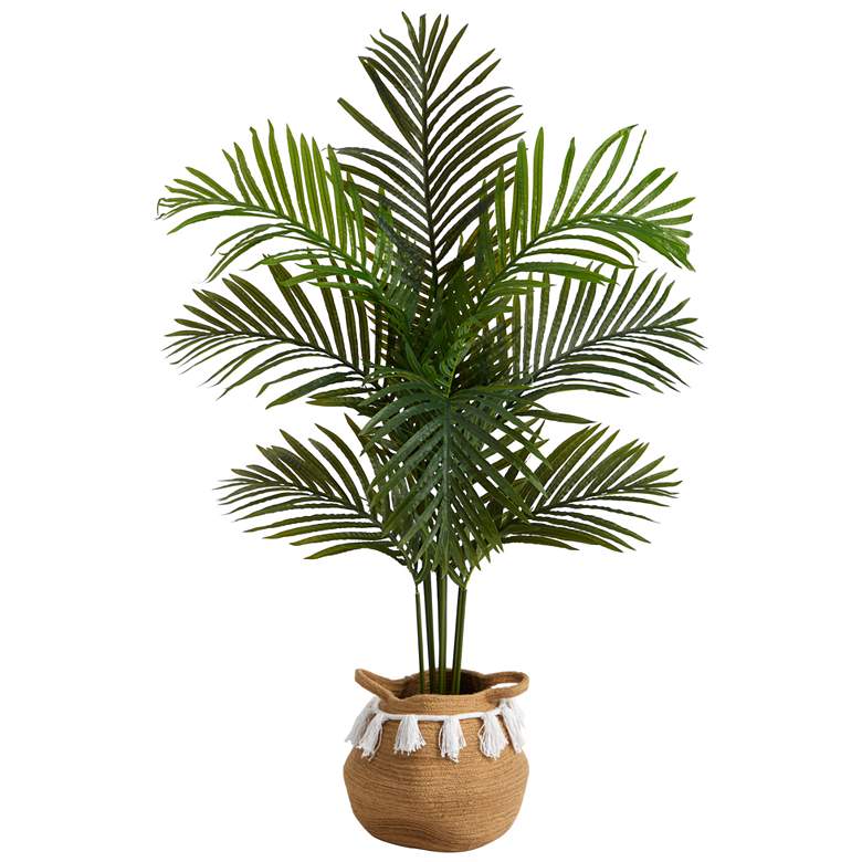 Image 1 4ft. Artificial Paradise Palm Tree with Handmade Basket with Tassels