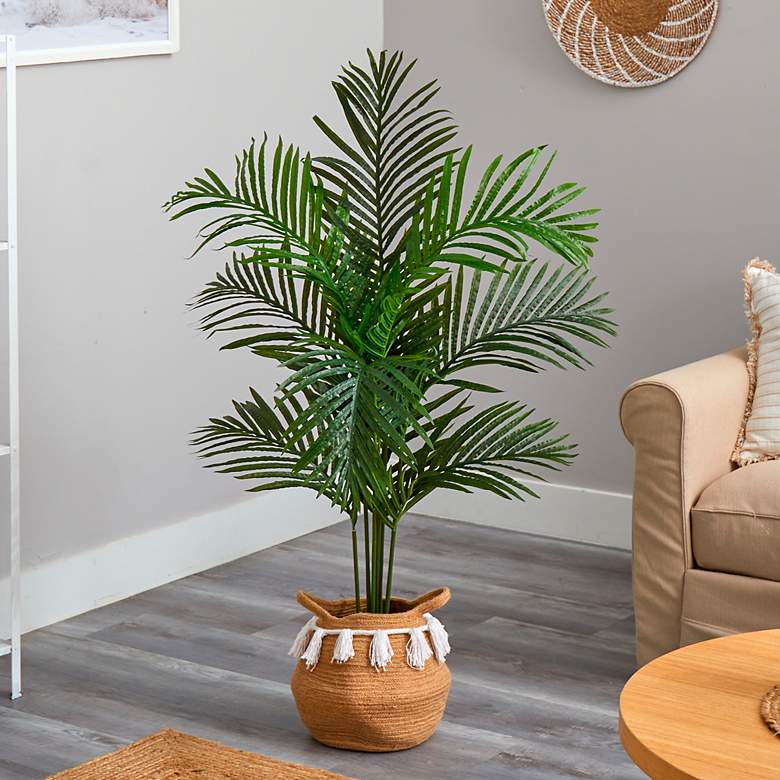 Image 1 4ft. Artificial Paradise Palm Tree with Handmade Basket with Tassels