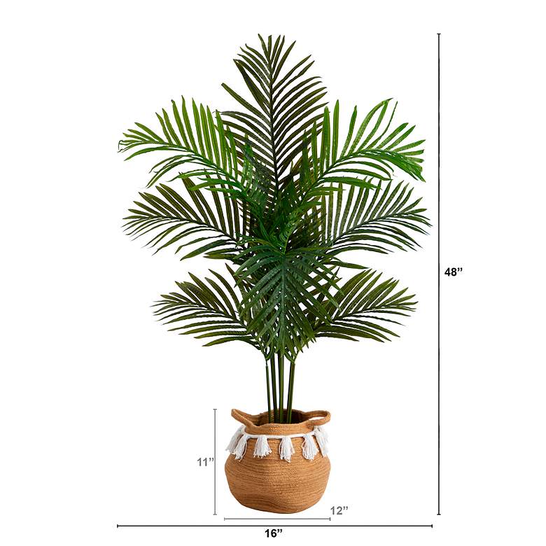 Image 3 4ft. Artificial Paradise Palm Tree with Handmade Basket with Tassels more views