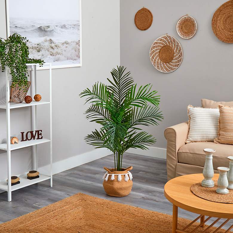 Image 4 4ft. Artificial Paradise Palm Tree with Handmade Basket with Tassels more views