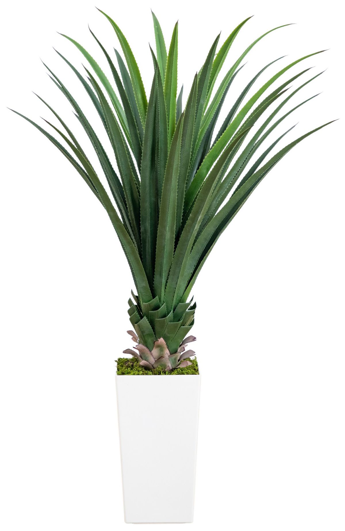 Image 2 4ft. UV Resistant Artificial Spiked Agave Plant in White Tower Planter