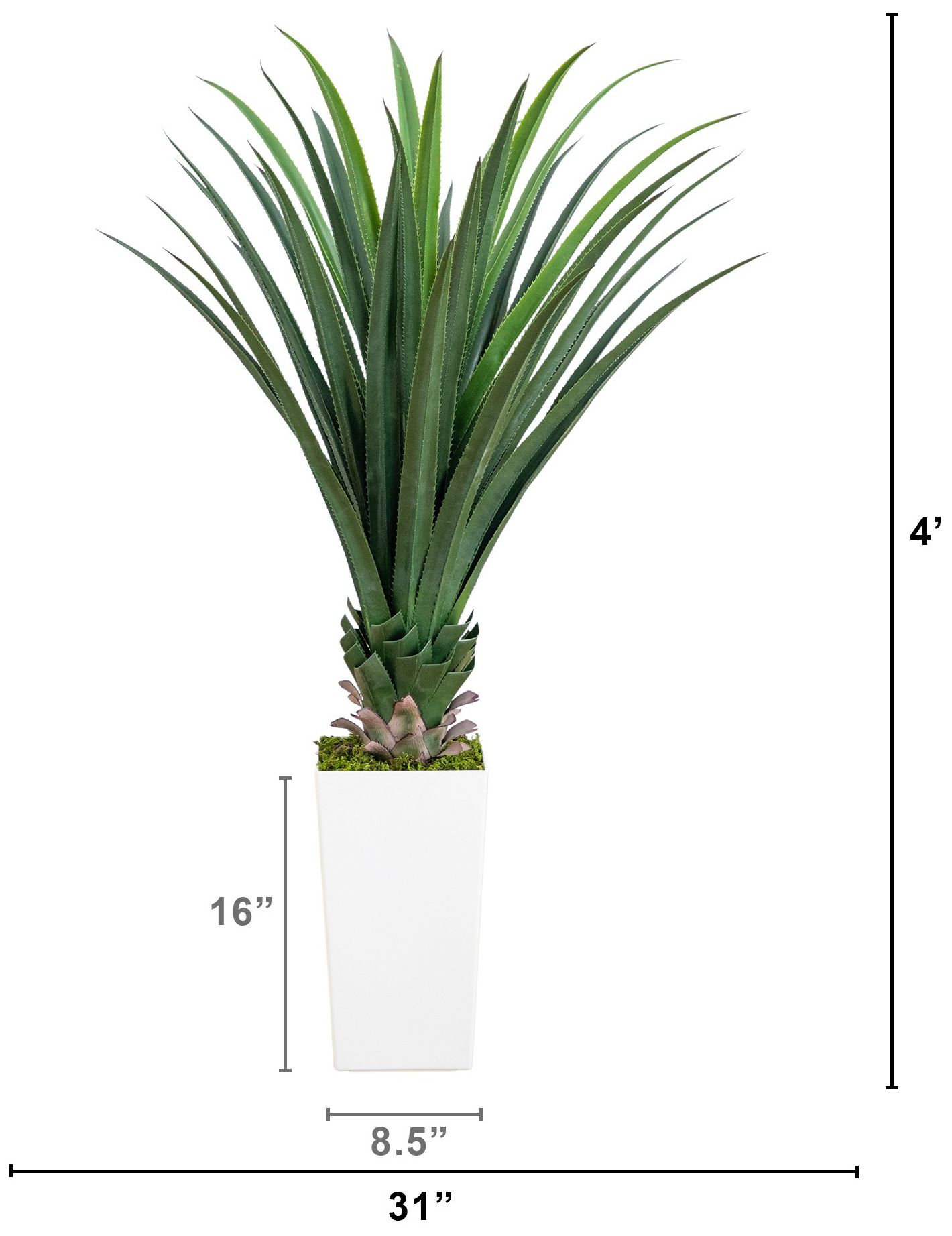Image 3 4ft. UV Resistant Artificial Spiked Agave Plant in White Tower Planter more views