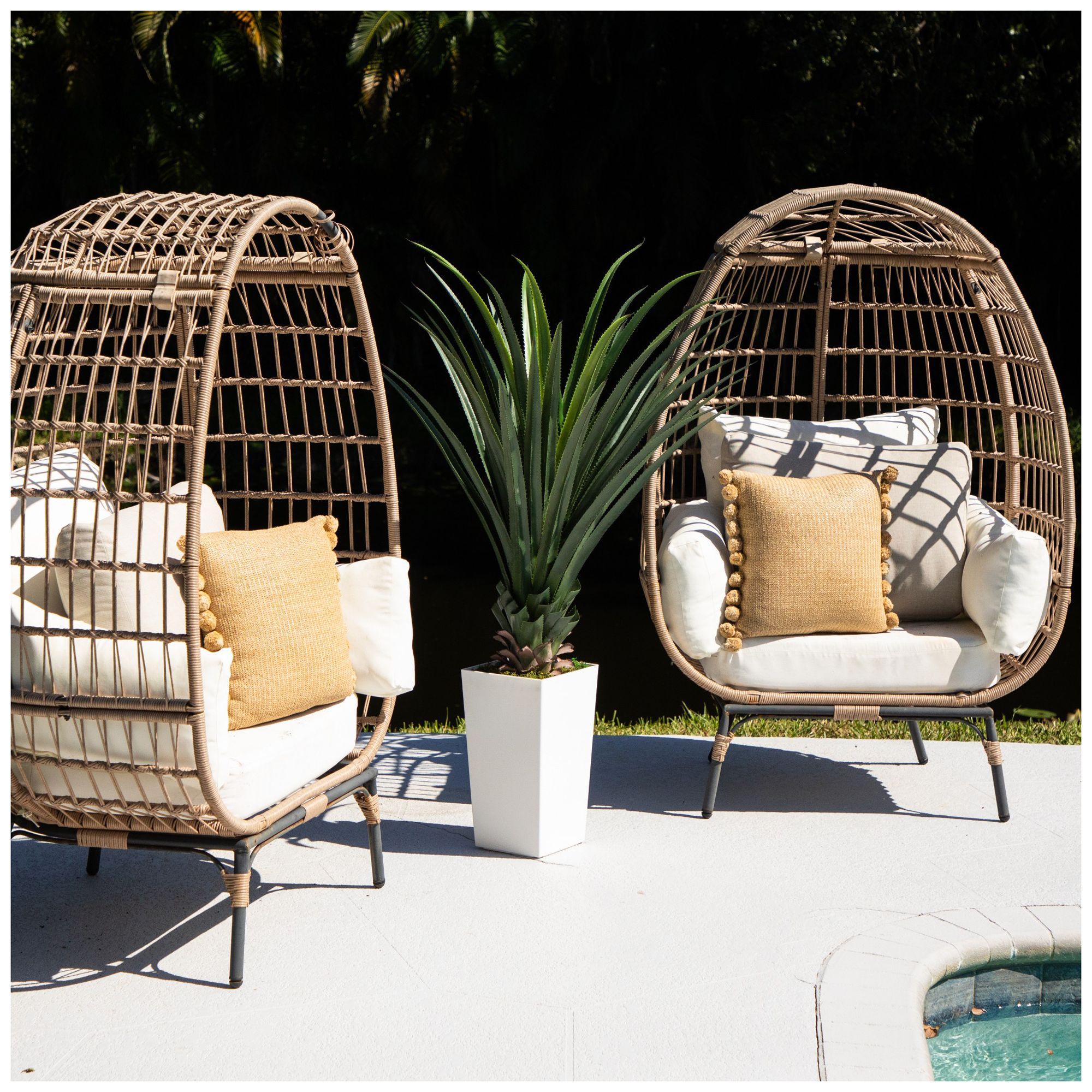 4ft. UV Resistant Artificial Spiked Agave Plant in White Tower Planter