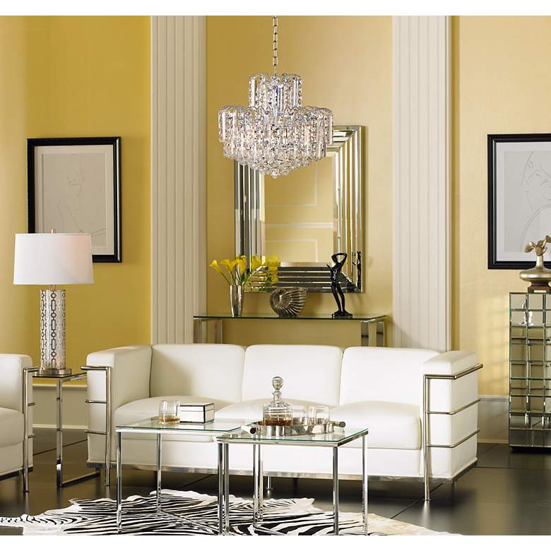 Leya 19&quot; Wide Chrome and Crystal 6-Light Chandelier in scene