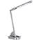 4M829 - Adjustable Brushed Nickel Table Lamp with Outlets