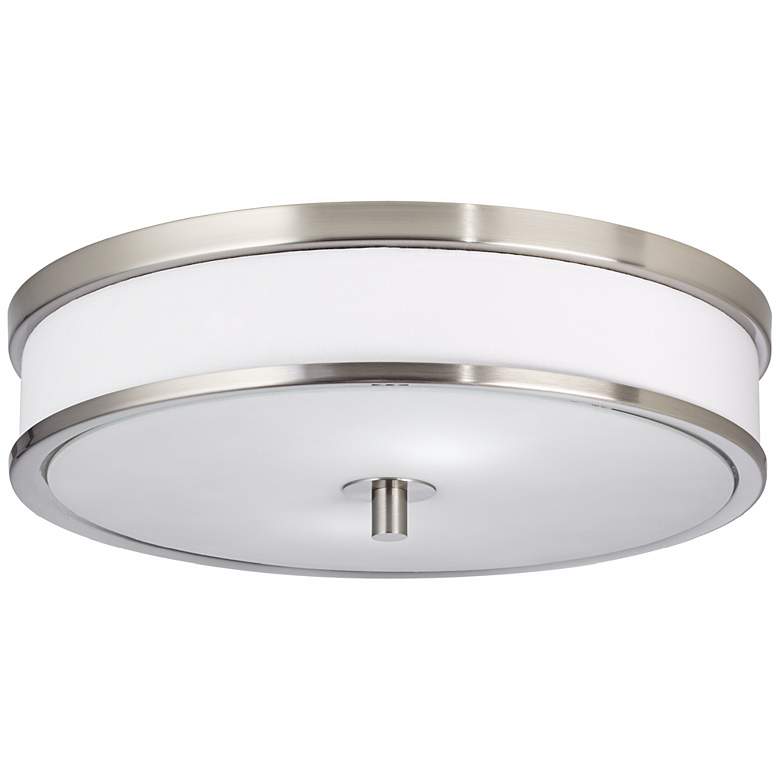 Image 1 4R335 - Brushed Nickel Frosted White Ceiling Light