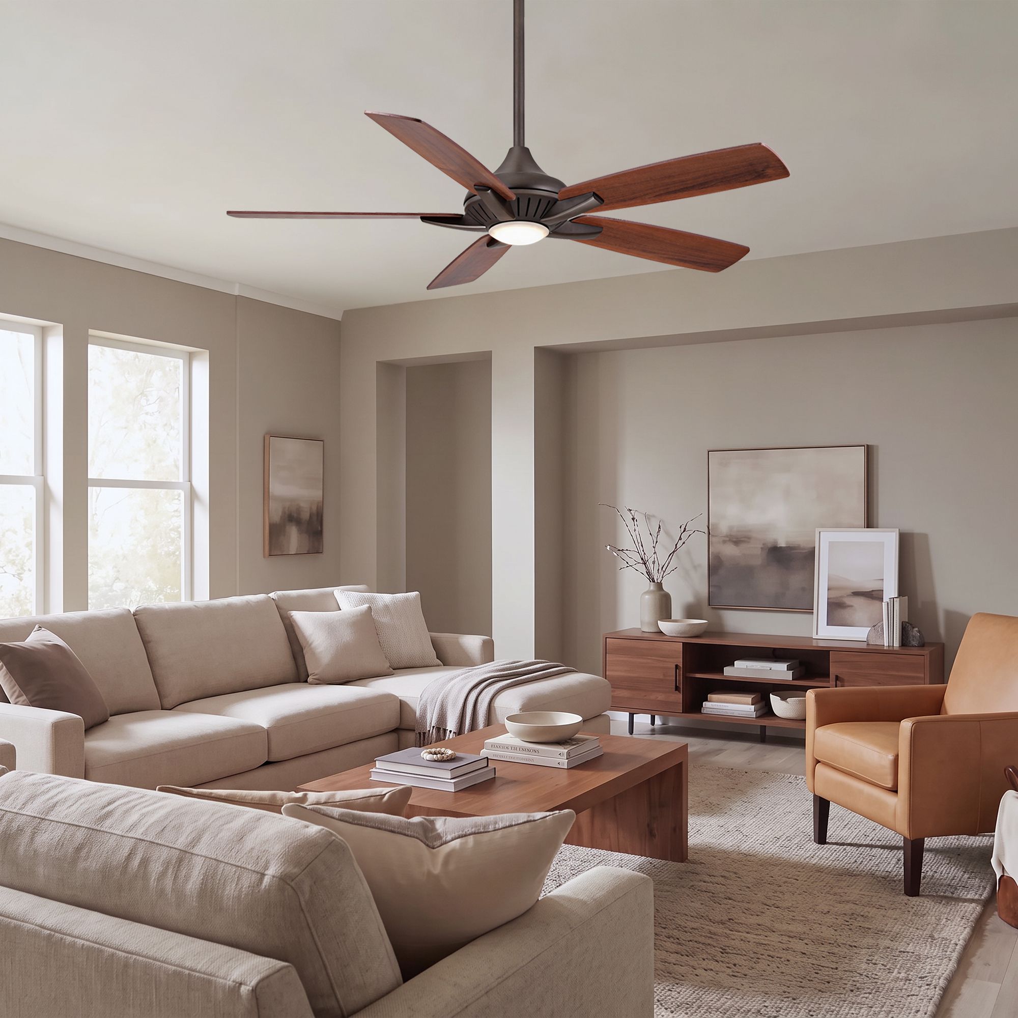 Image 1 Minka Aire Dyno 52-in LED Oil Rubbed Bronze Indoor Ceiling Fan with Remote in scene