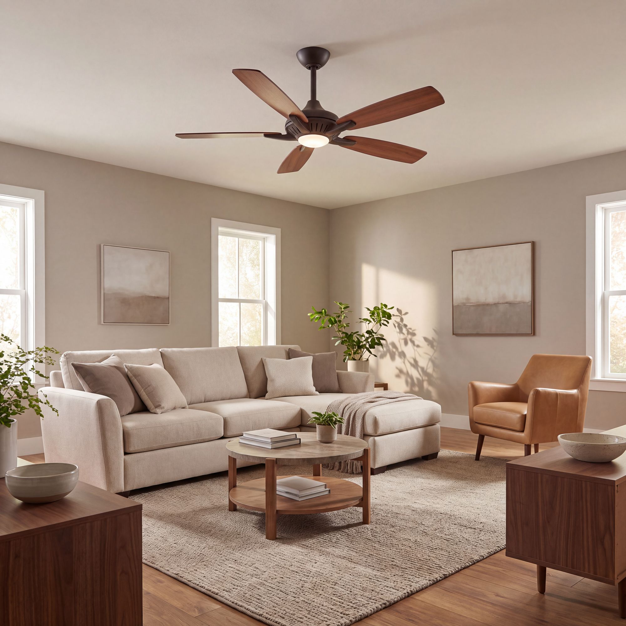 Minka Aire Dyno 52-in LED Oil Rubbed Bronze Indoor Ceiling Fan with Remote in scene