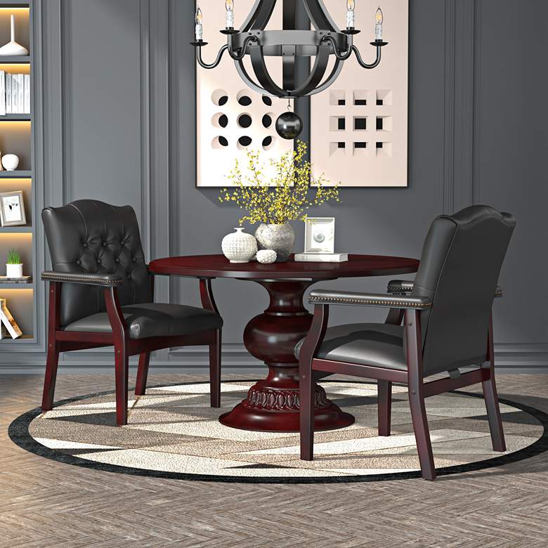 Image 1 Boss Black Caressoft Traditional Mahogany Guest Chair in scene