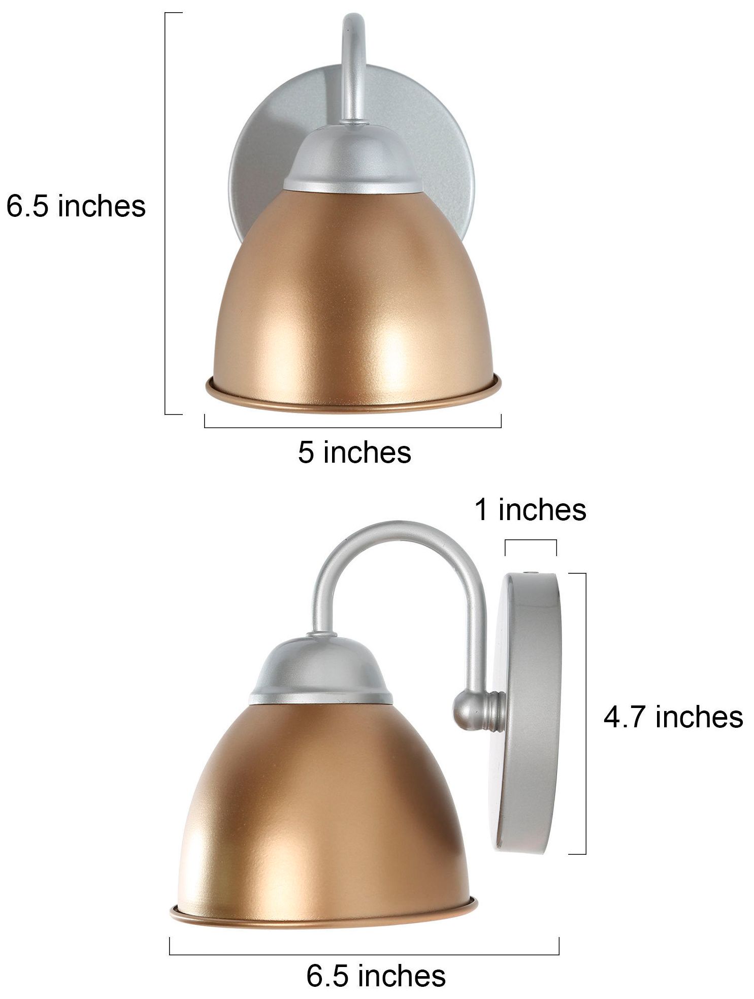 Image 2 5.1"W 1-Light Gold Metal Bell Wall Sconce more views