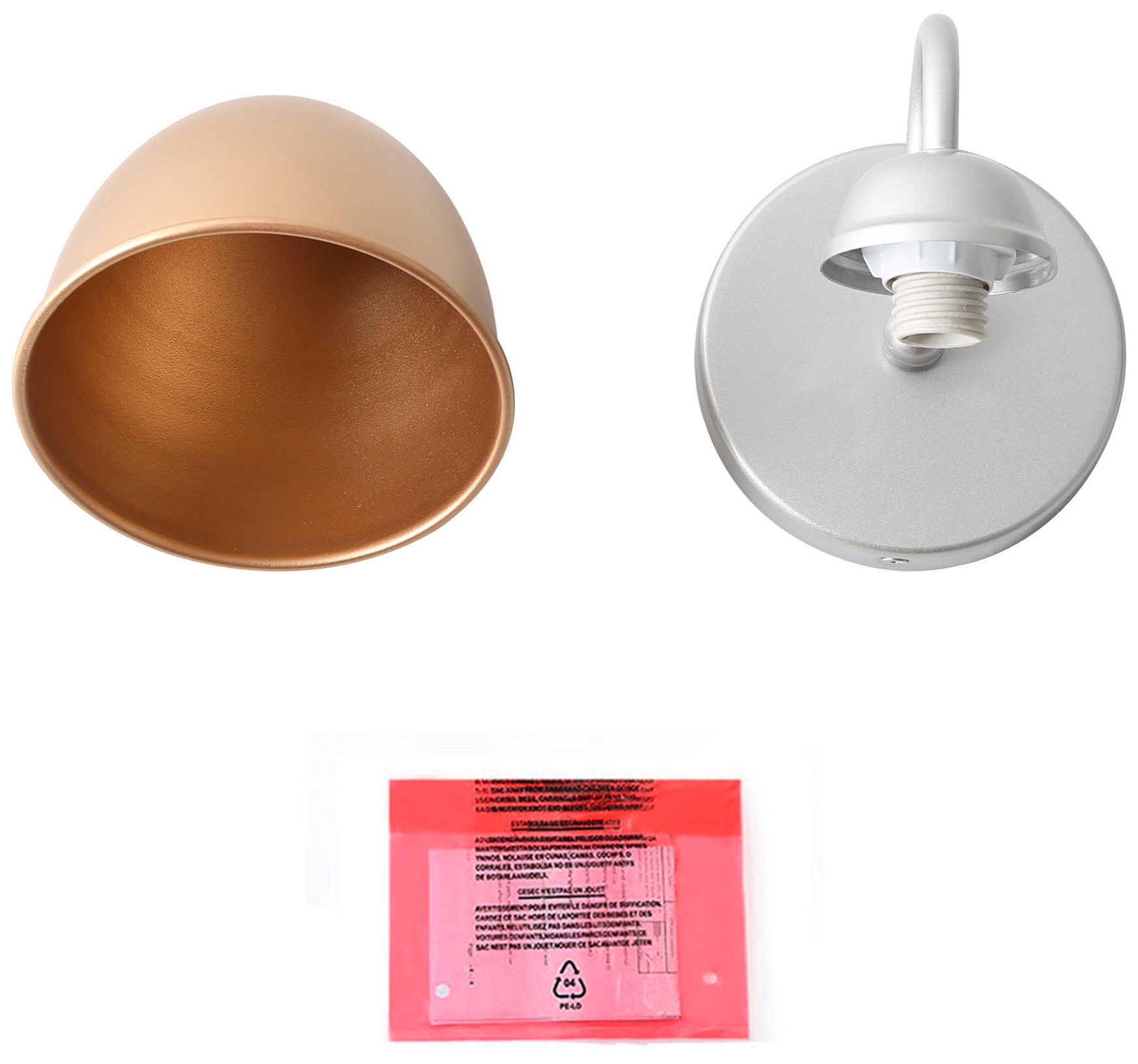 Image 3 5.1"W 1-Light Gold Metal Bell Wall Sconce more views