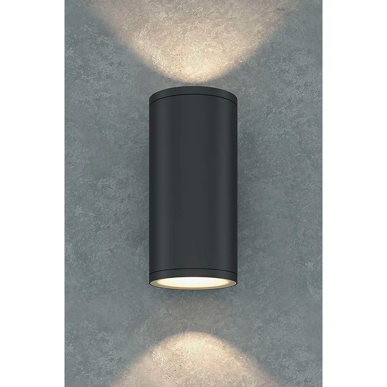 Image 3 5.5" Cylinder Outdoor Anthracite Up & Down Wall Light more views
