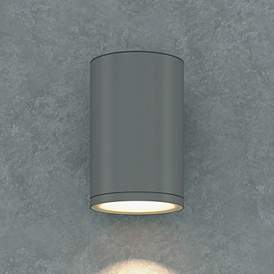 Image1 of 5.5" Cylinder Outdoor Silver Down Wall Light
