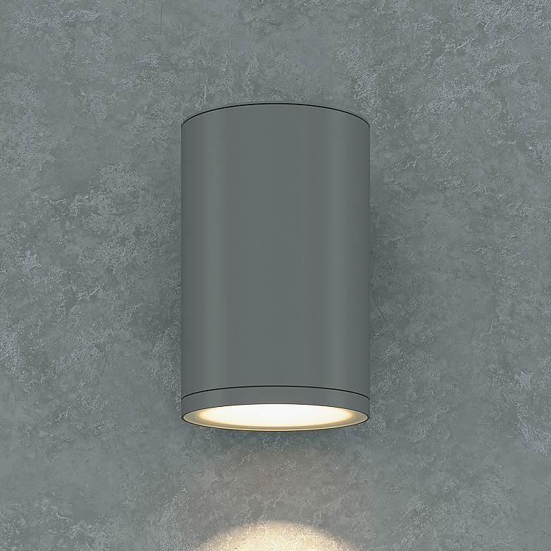 Image 1 5.5" Cylinder Outdoor Silver Down Wall Light