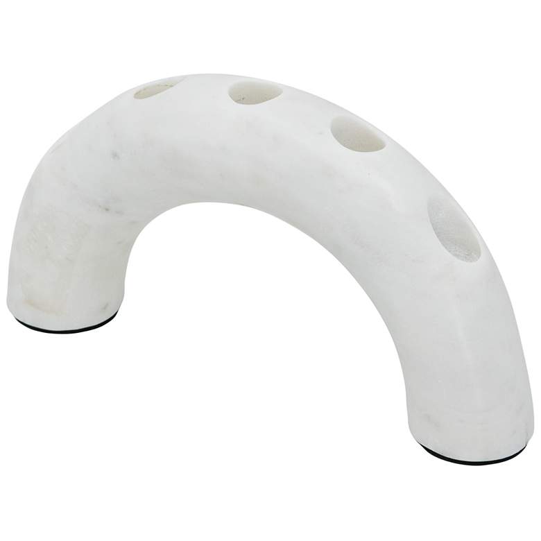 Image 1 5.5" High White Marble Arched Taper Candle Holder
