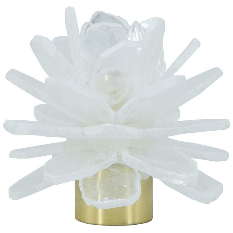 Image 1 5.5 inch White and Gold Selenite Stone Candle Holder