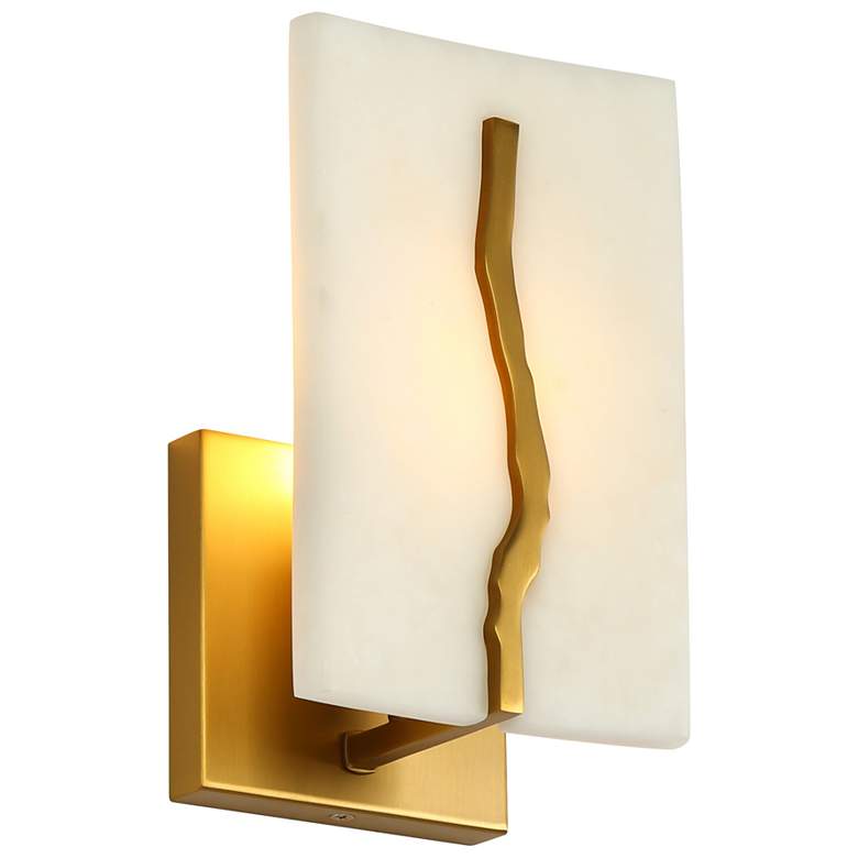 Image 1 5.5" Wide Brass and Imitation Marble Flakes Sconces