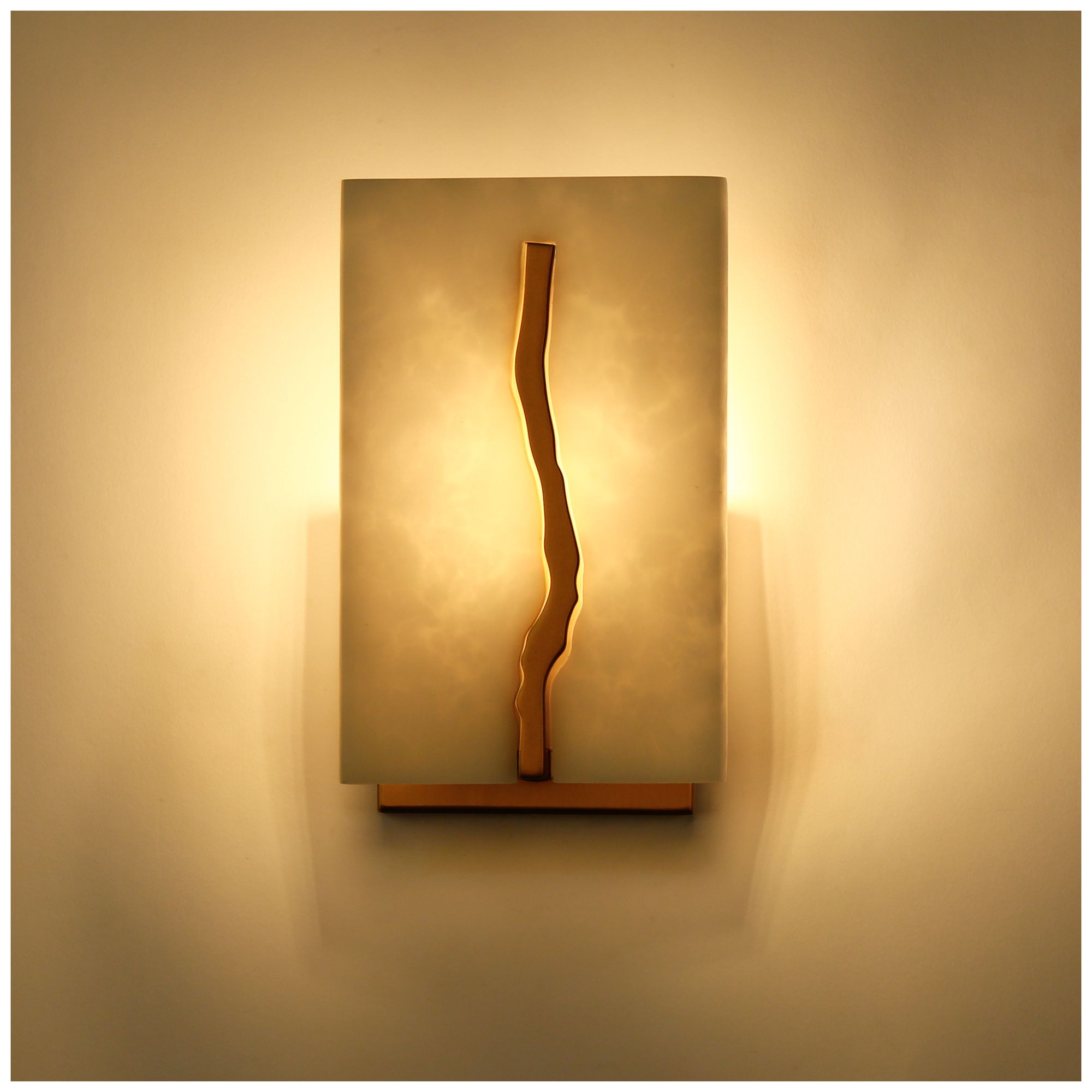 Image 2 5.5" Wide Brass and Imitation Marble Flakes Sconces more views