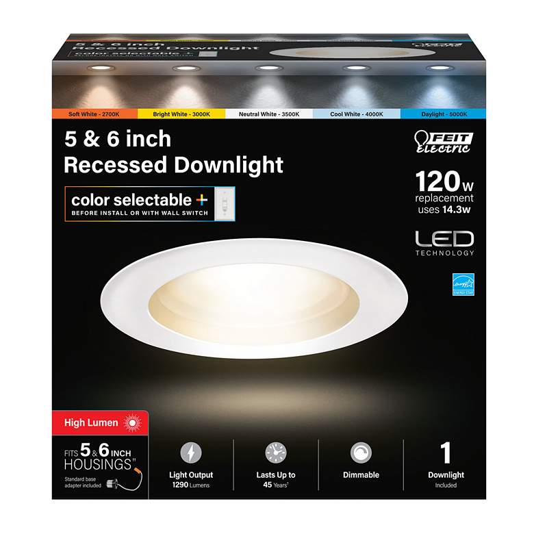 Image 2 5/6 inch White High Output Color Select LED Recessed Downlight more views