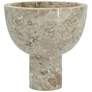 5.9" High Cream Round Marble Pedestal Bowl