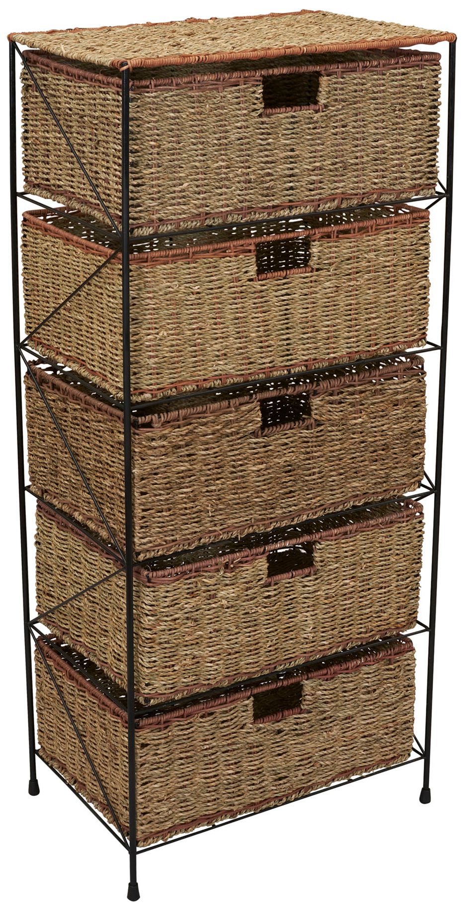 Image 2 5 Drawer Seagrass Wicker Storage Unit, Natural