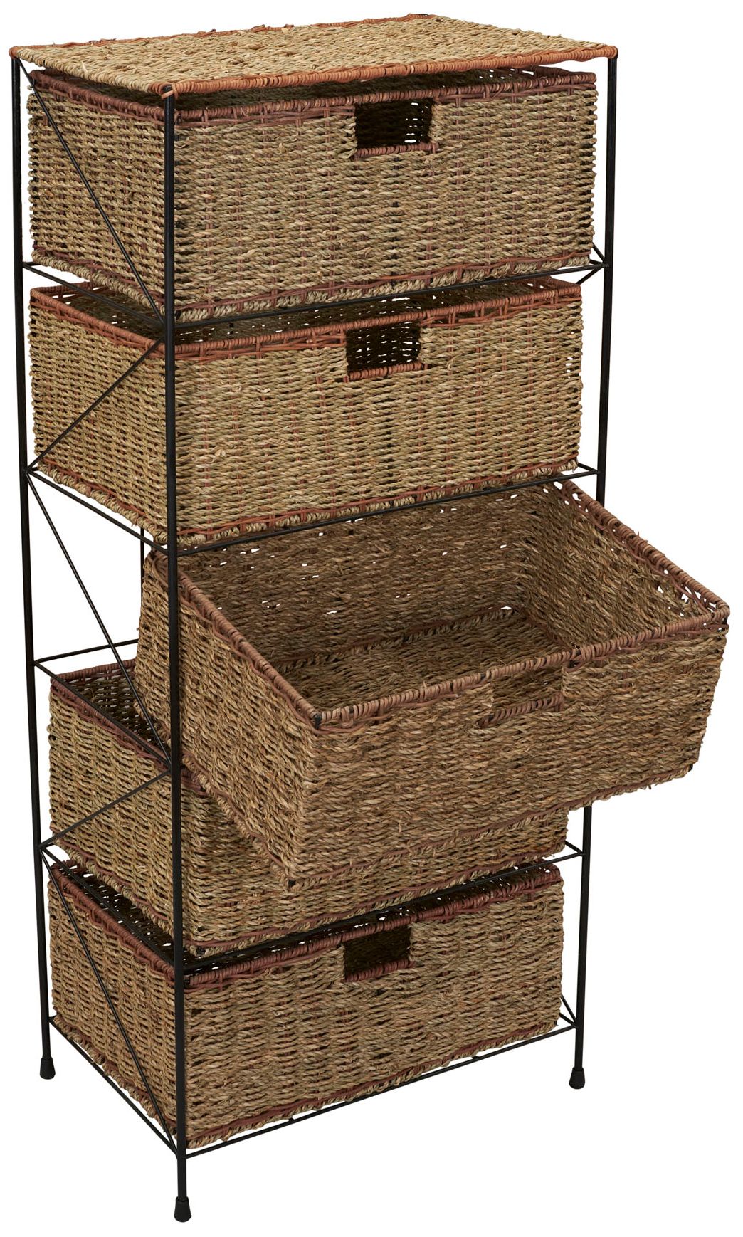 Image 7 5 Drawer Seagrass Wicker Storage Unit, Natural more views