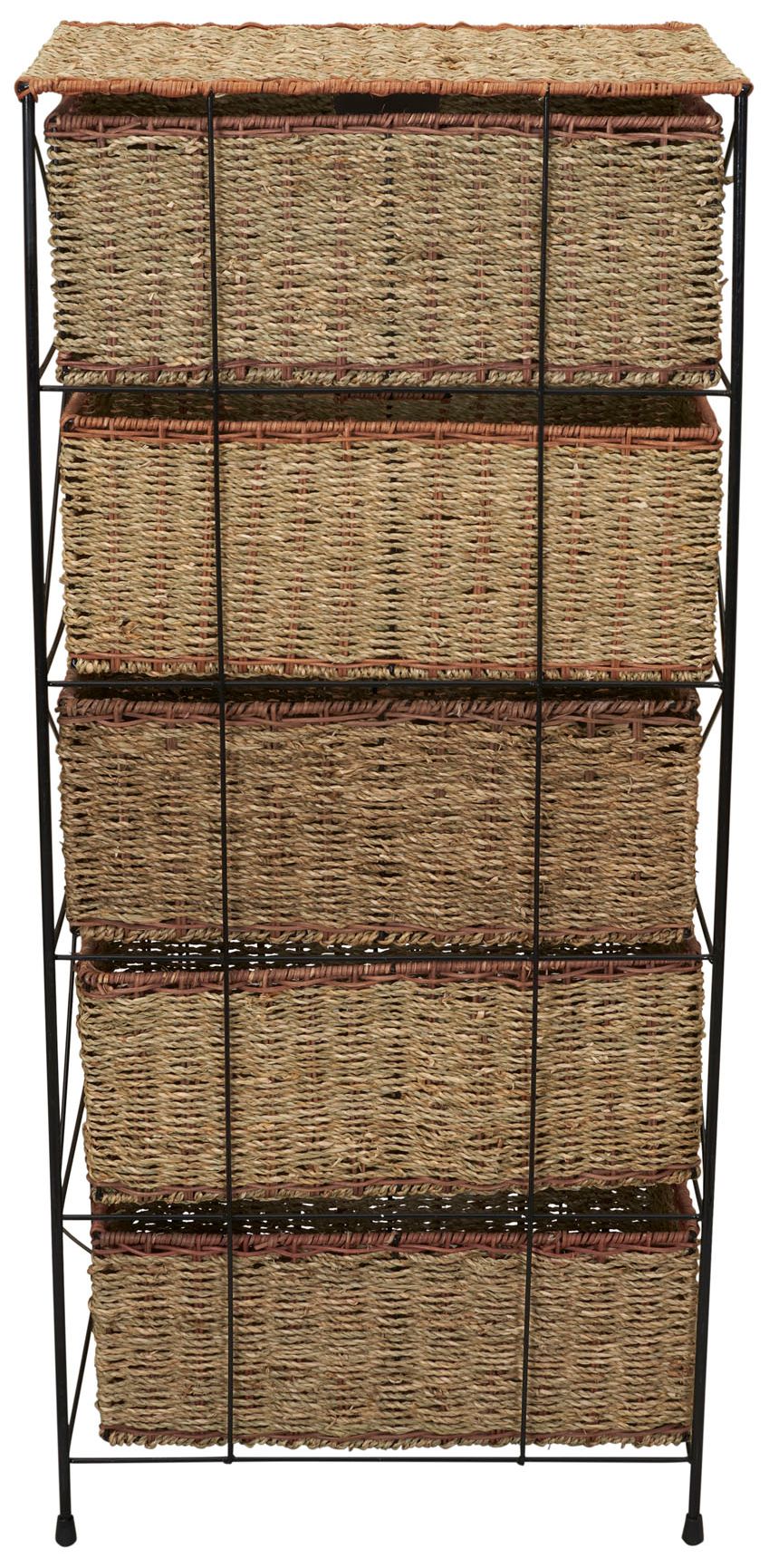 5 Drawer Seagrass Wicker Storage Unit, Natural