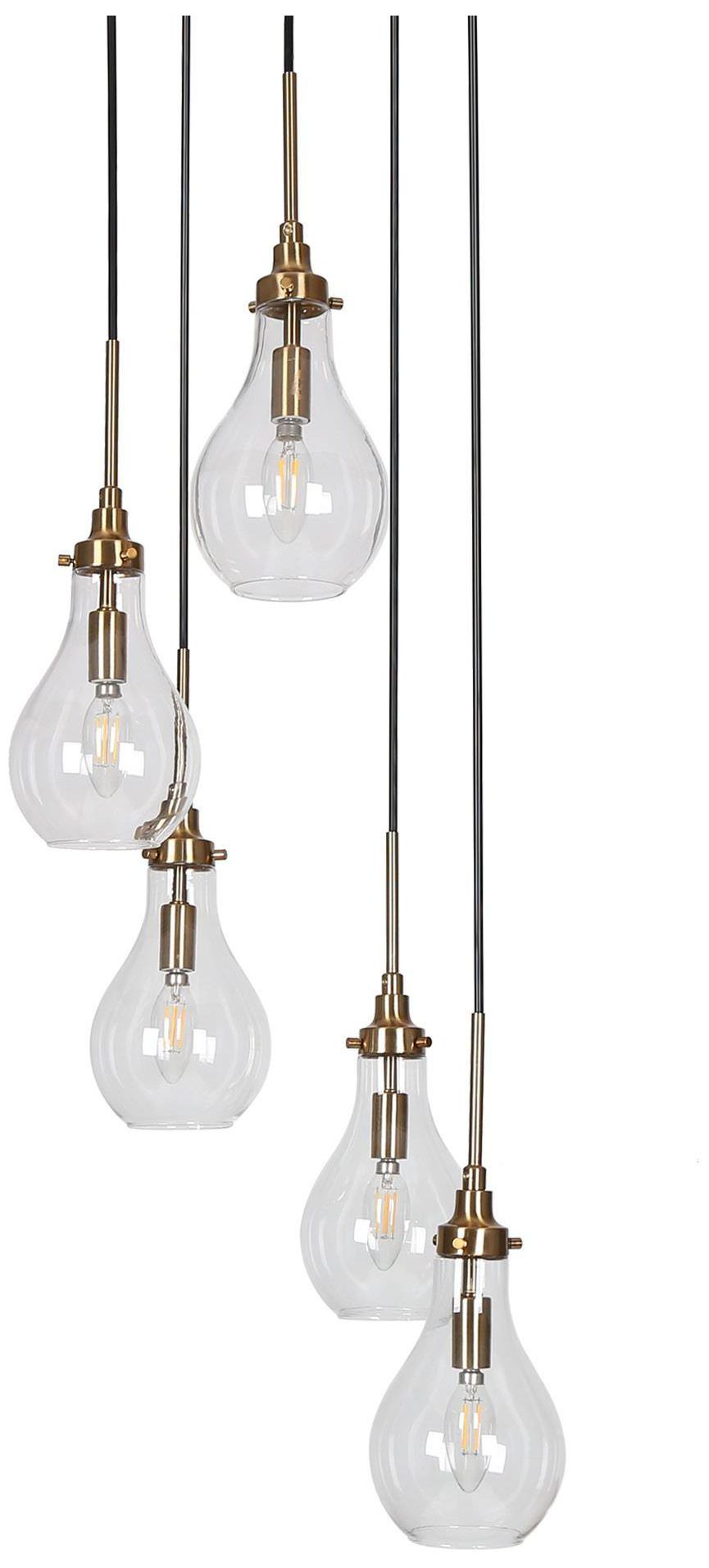 5-Light 15"W Cluster Black and Imitation Electroplated Copper Chandeliers