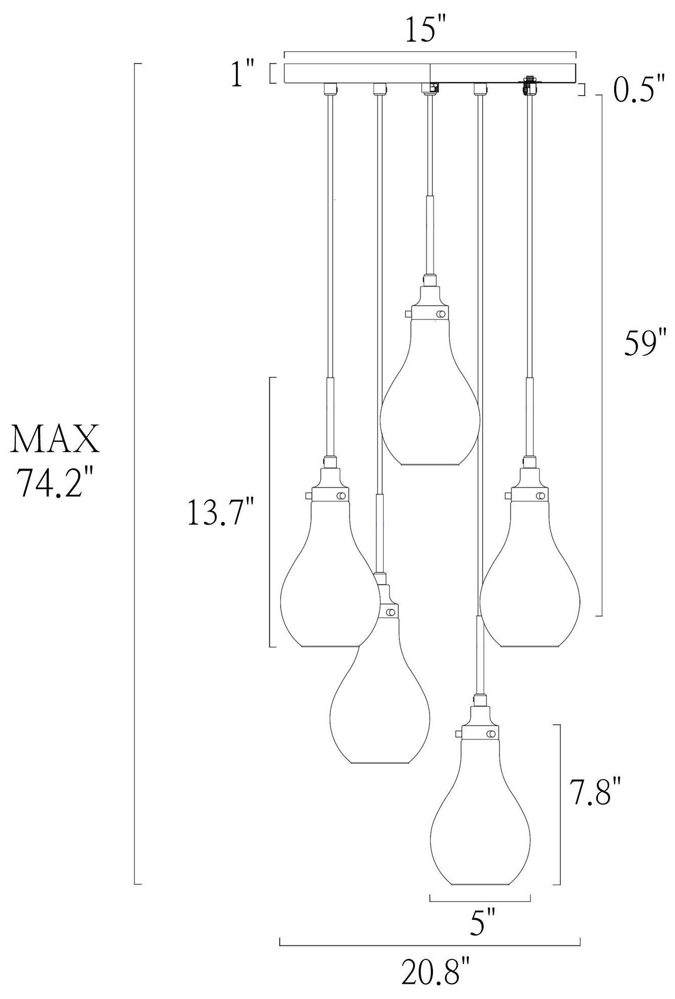 Image 4 5-Light 15"W Cluster Black and Imitation Electroplated Copper Chandeliers more views